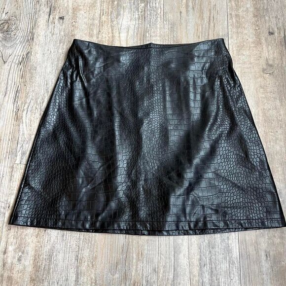 Primark Mini Skirt Leather Women's M Black - Picture 1 of 7